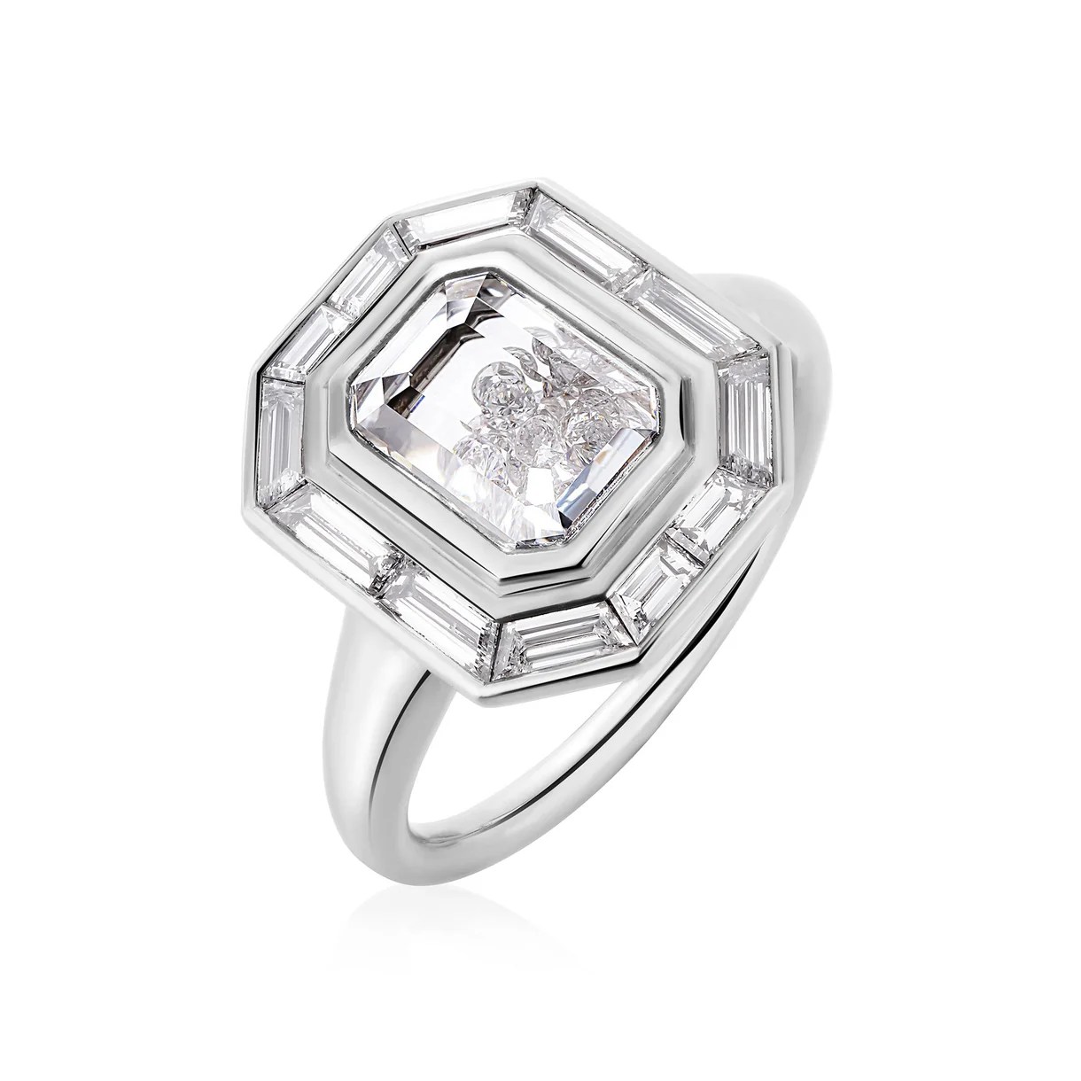 Moritz Glick Portrait Diamond Shaker Ring, $57,000, moritzglick.com
