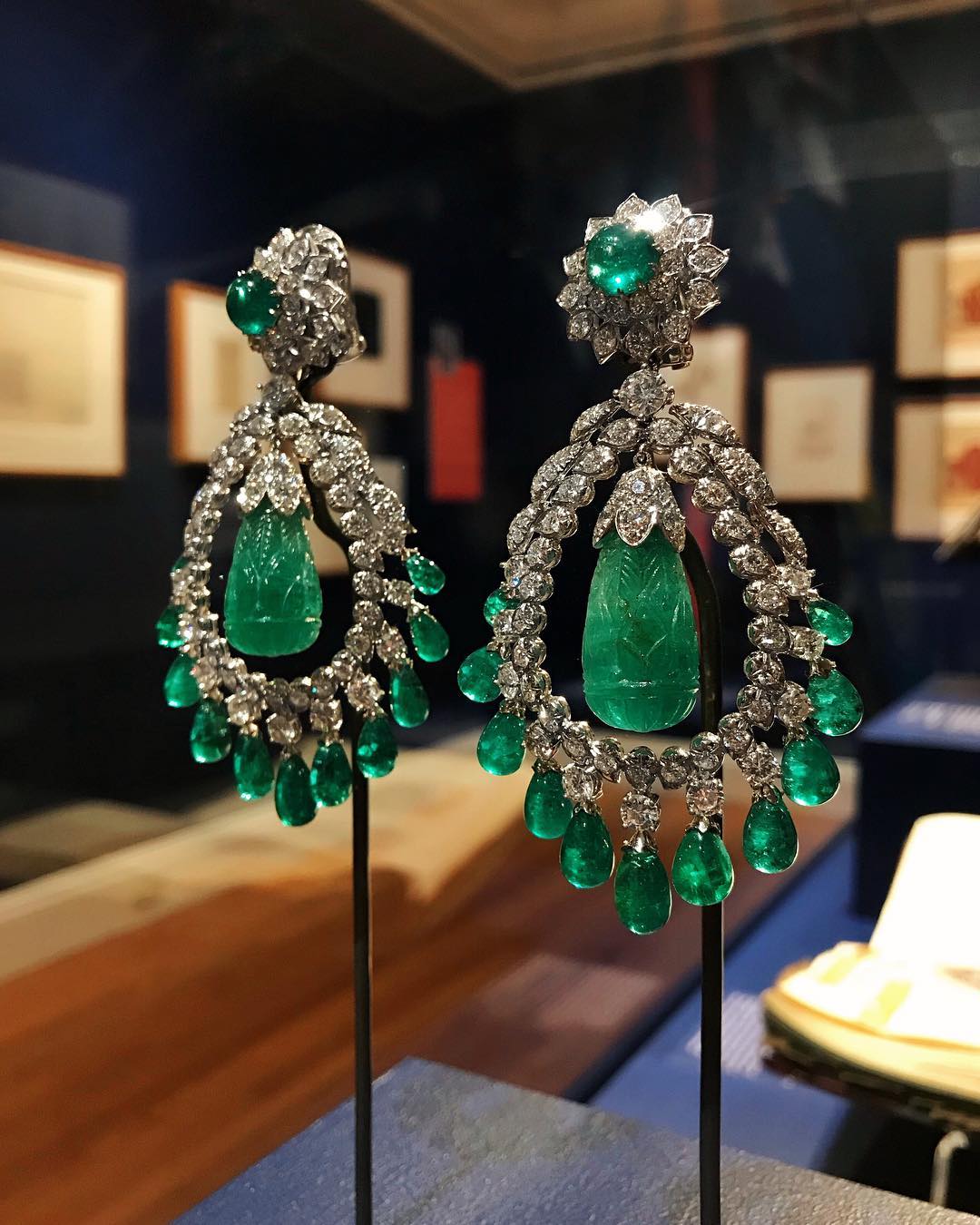 Doris Duke emerald and diamond David Webb earrings