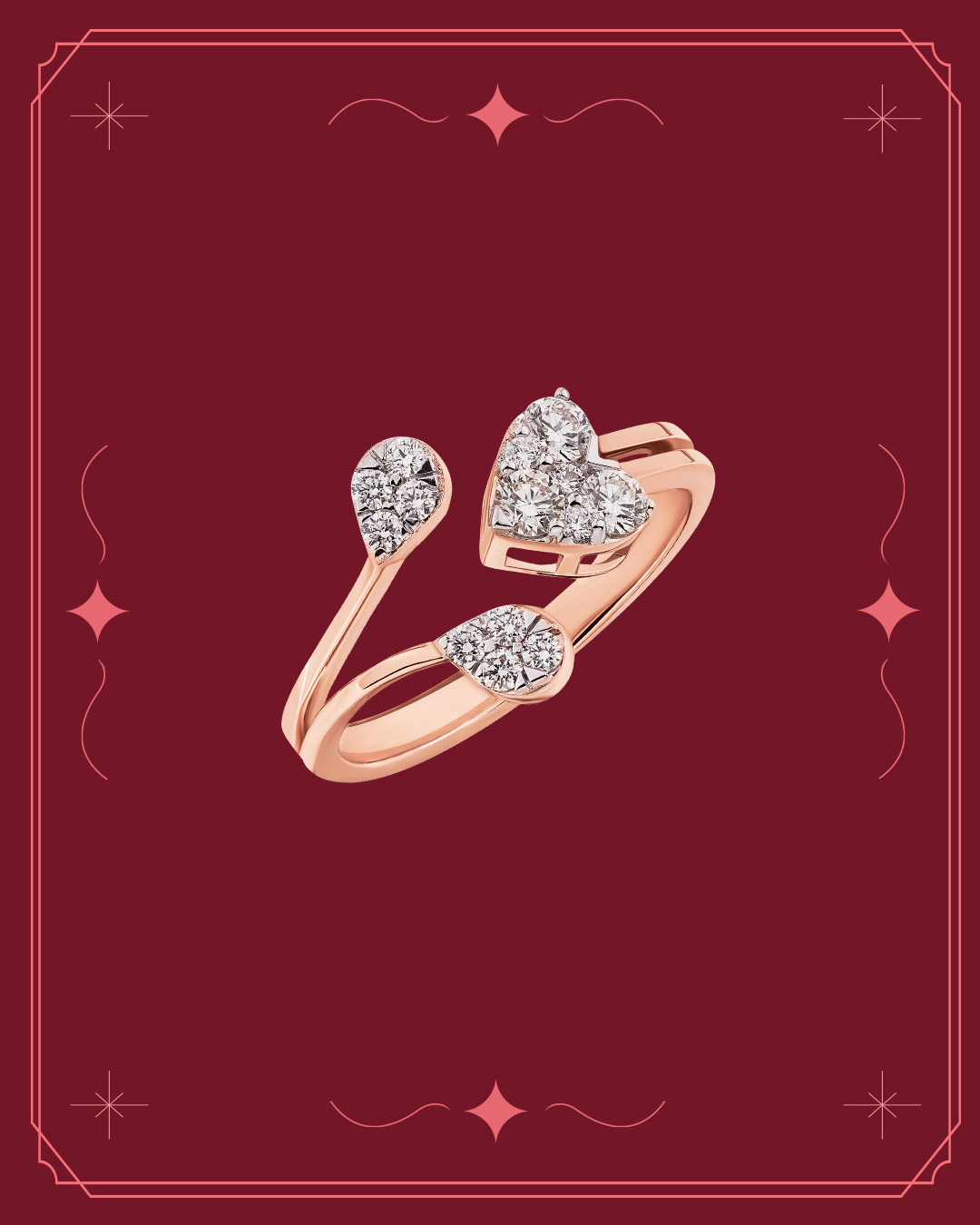 Rose gold heart shaped diamond ring