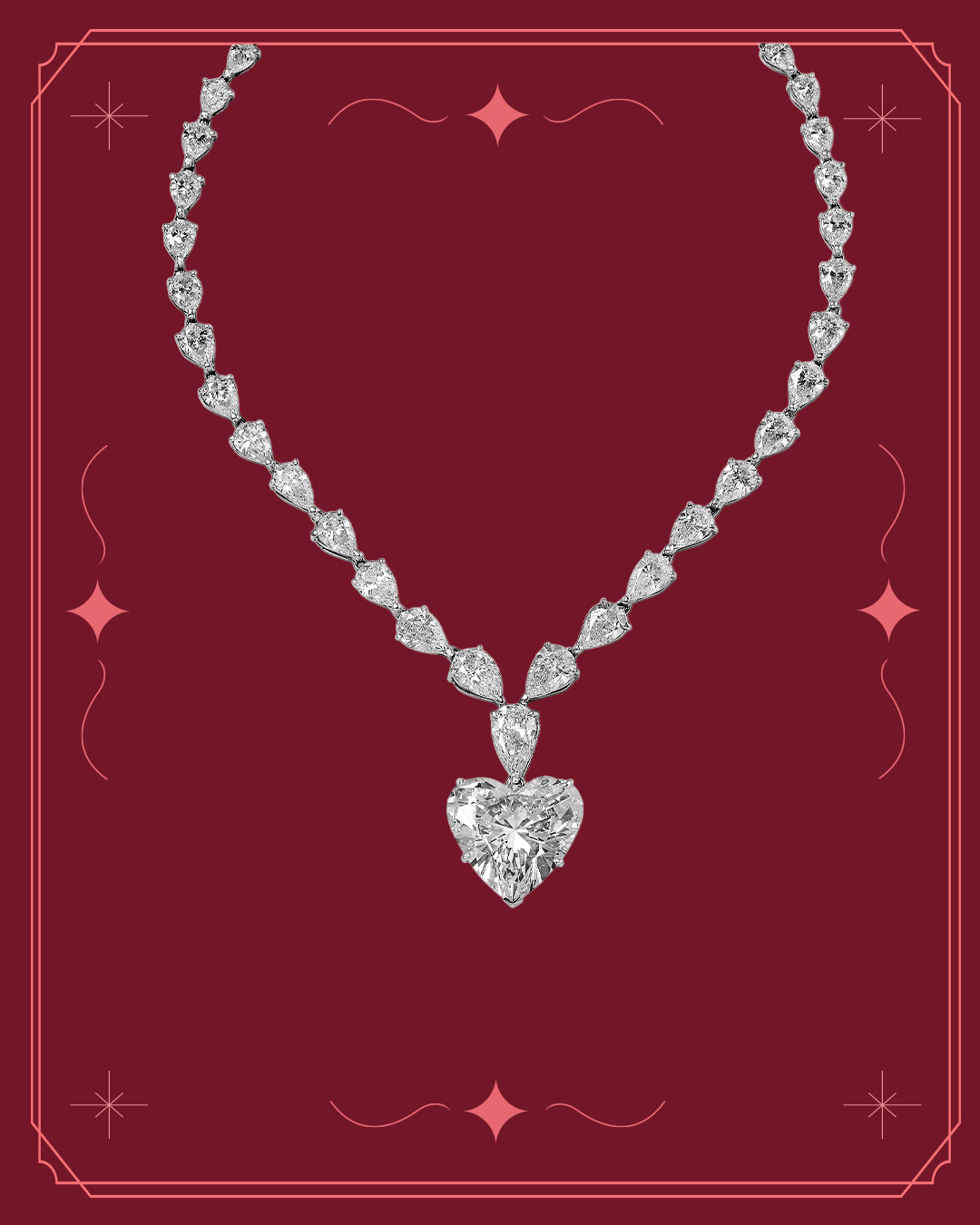 Heart-shaped diamond necklace