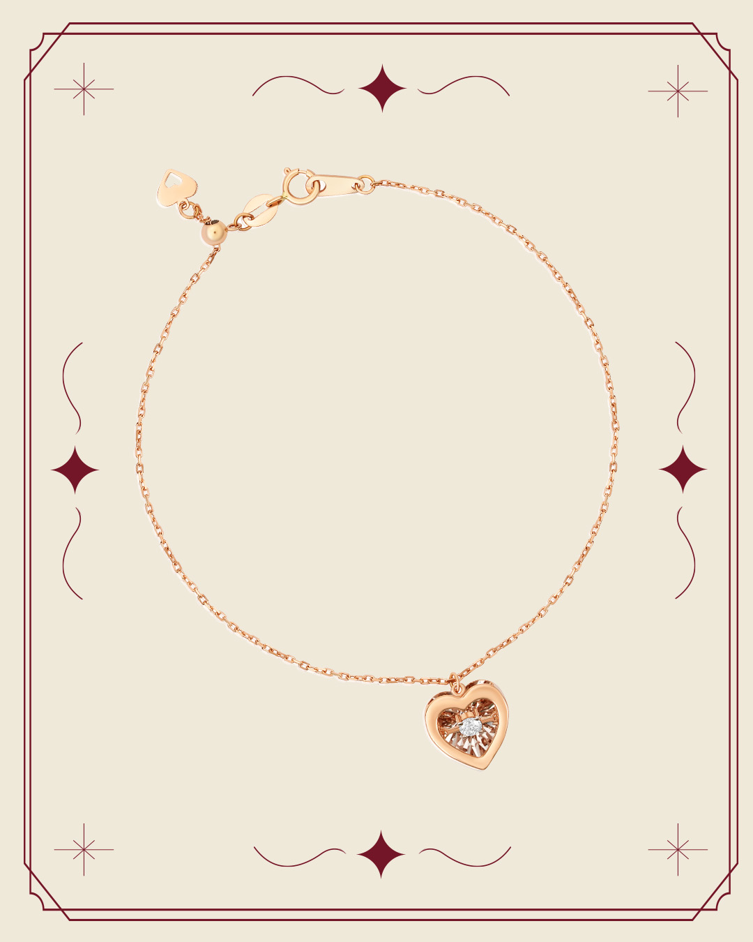 Minimal bracelet with heart shaped diamond