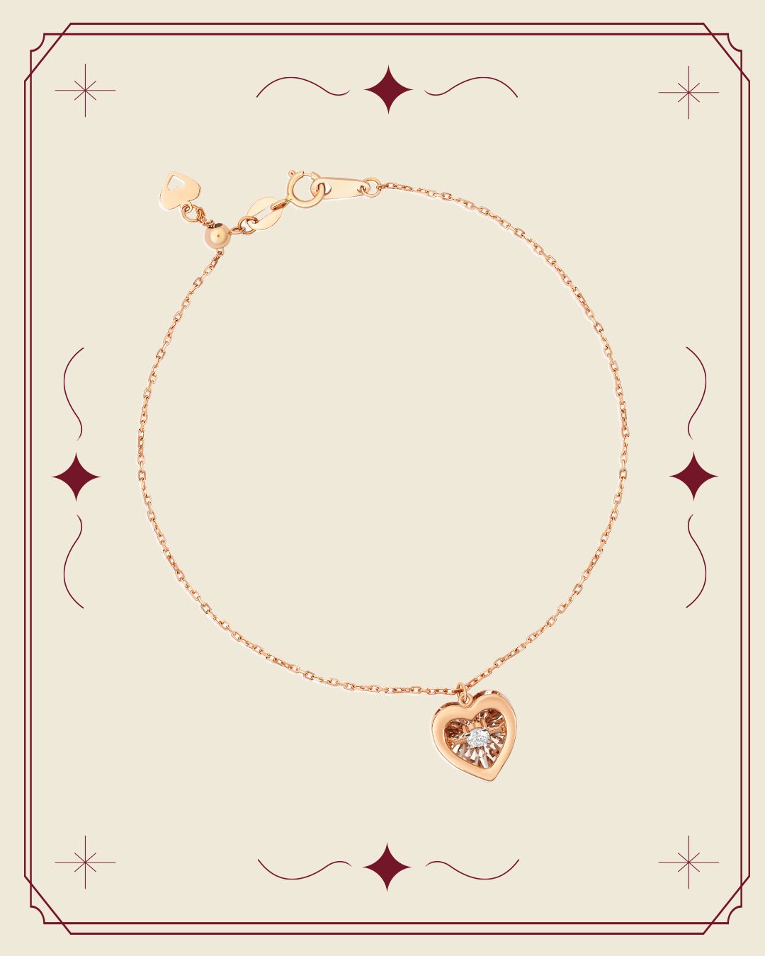Minimal bracelet with heart shaped diamond