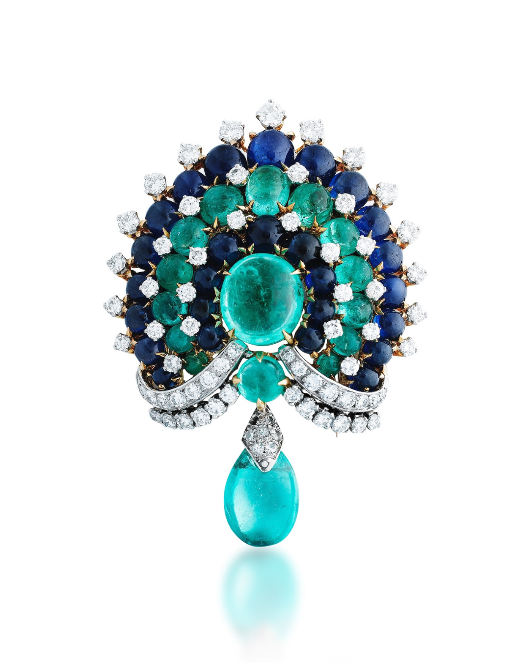 Doris Brynner's Emerald, Sapphire and Diamond Brooch