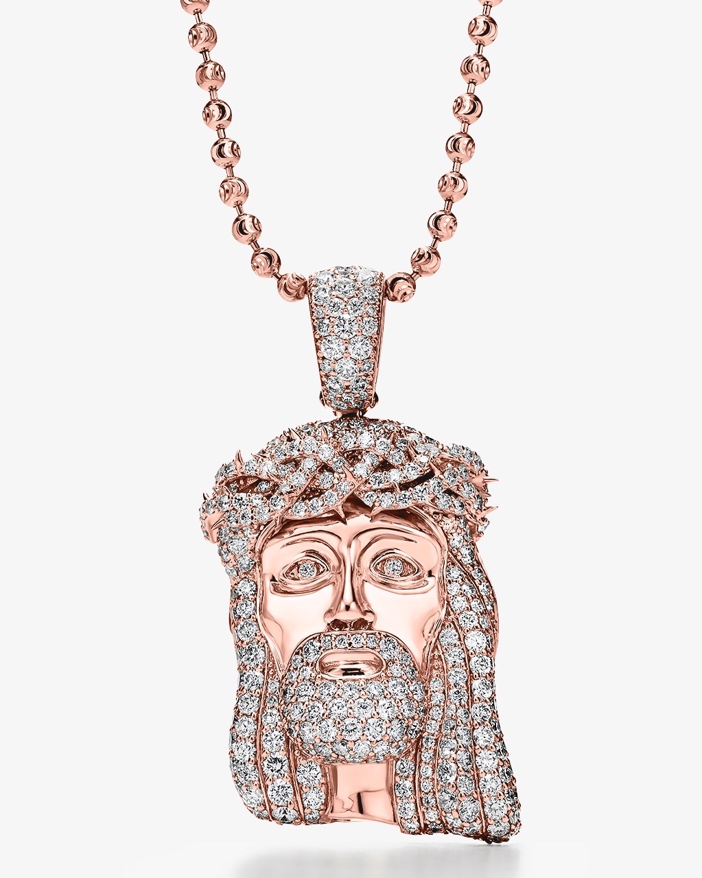 Alex Moss Rose gold and natural diamond Jesus Piece (Courtesy of Alex Moss New York