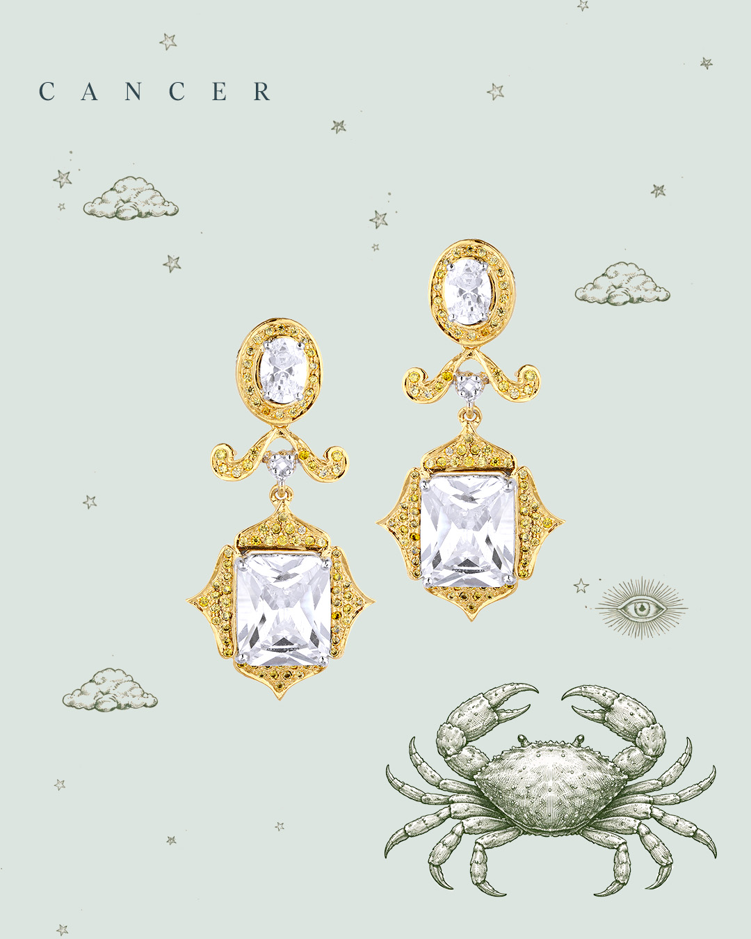 Diamond Earrings for Cancer zodiac sign