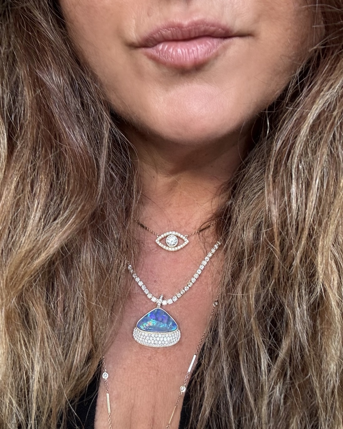 Jewelry designer Jacquie Aiche  Evil Eye diamond pendant 