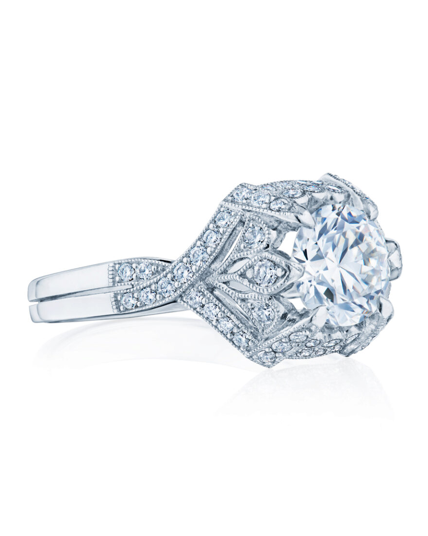 Fred Leighton Round Diamond Engagement Ring with Vintage Setting
