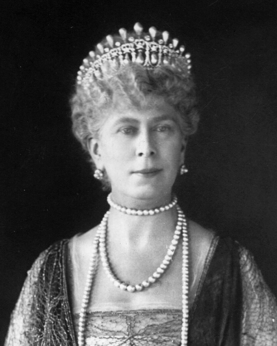 Portrait of Queen Mary, wife of George V, the King of England, circa 1926. She is pictured wearing the Cambridge Lover's Knot tiara.