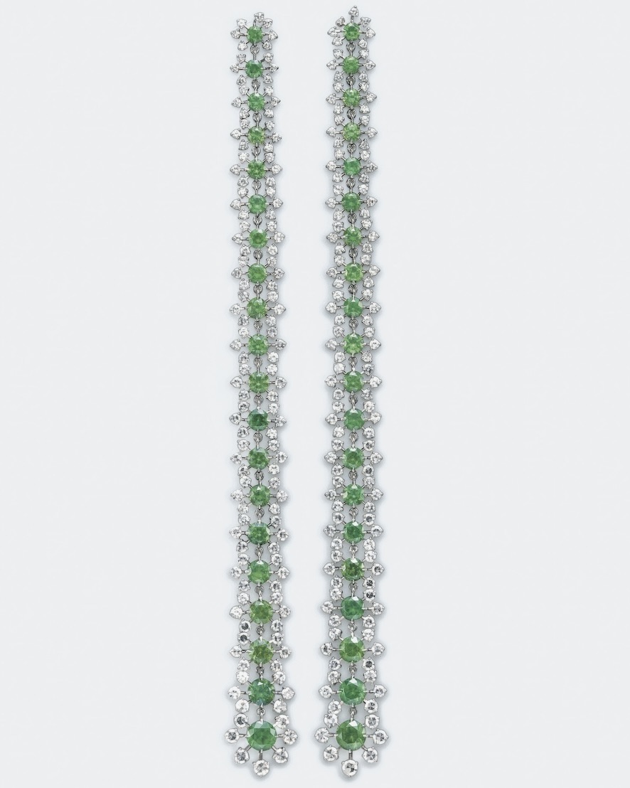 Claibourne Poindexter, Head of Christie’s Jewelry - diamond ear pendants by JAR from the collection of Ellen Barkin.