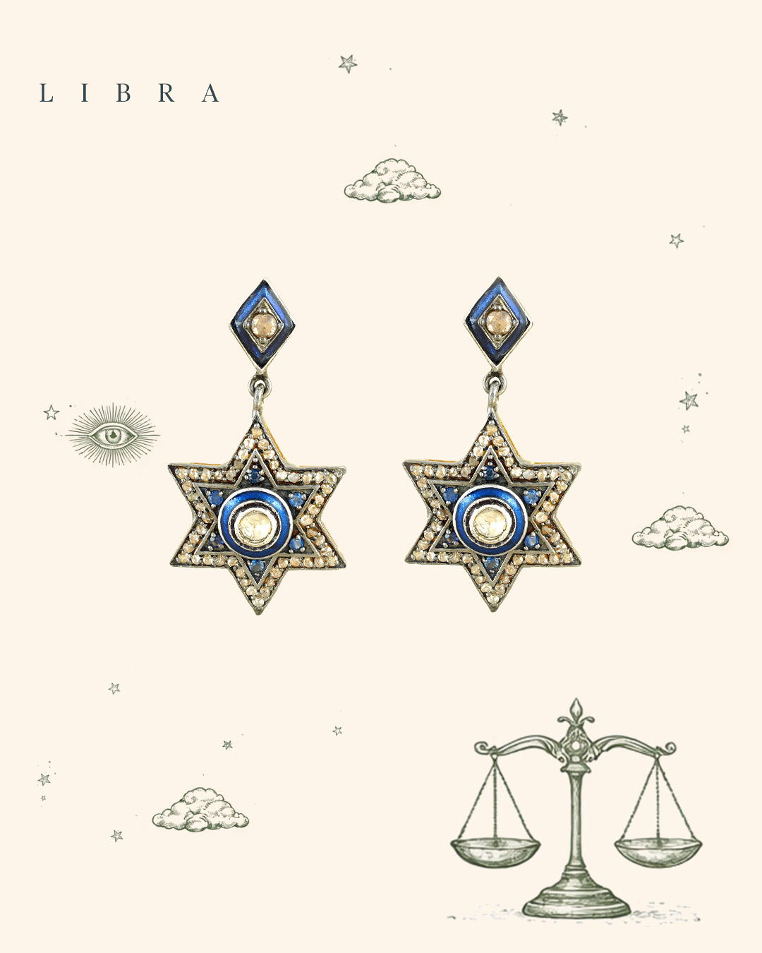 Diamond Earring for Libra Zodiac Sign