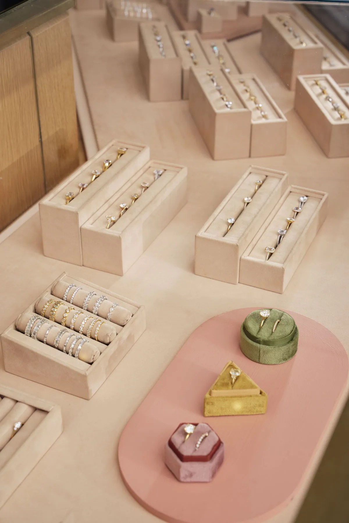 diamond engagement rings in jewelry boxes