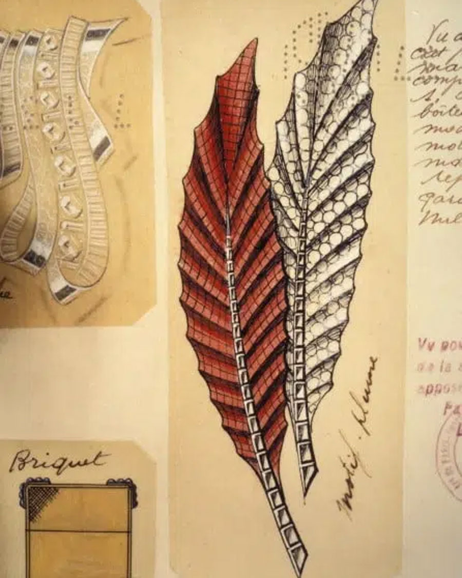 Van Cleef & Arpels Design & prototype of the Ruby and Feather Diamond Clip for the Duchess of Windsor/Wallis Simpson