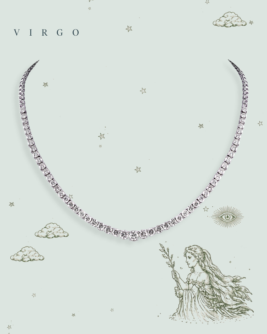 Tennis diamond necklace  for Virgo zodiac sign