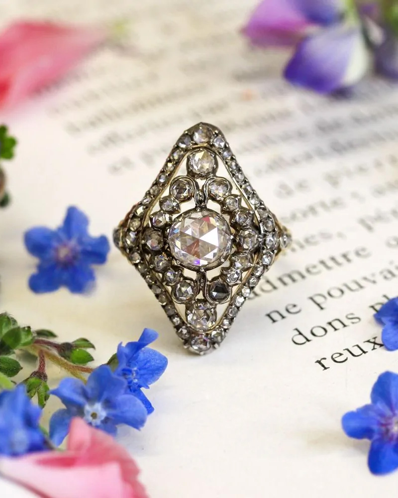 Dutch Georgian-Style Rose-Cut Diamond Dinner Ring
