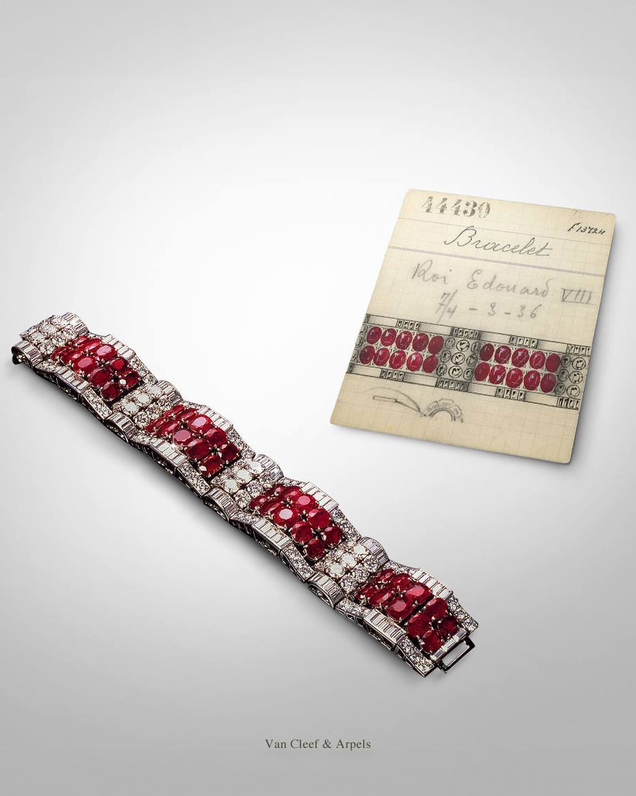 Wallis Simpson Van Cleef & Arpels Ruby Bracelet (“Hold Tight”), 1936