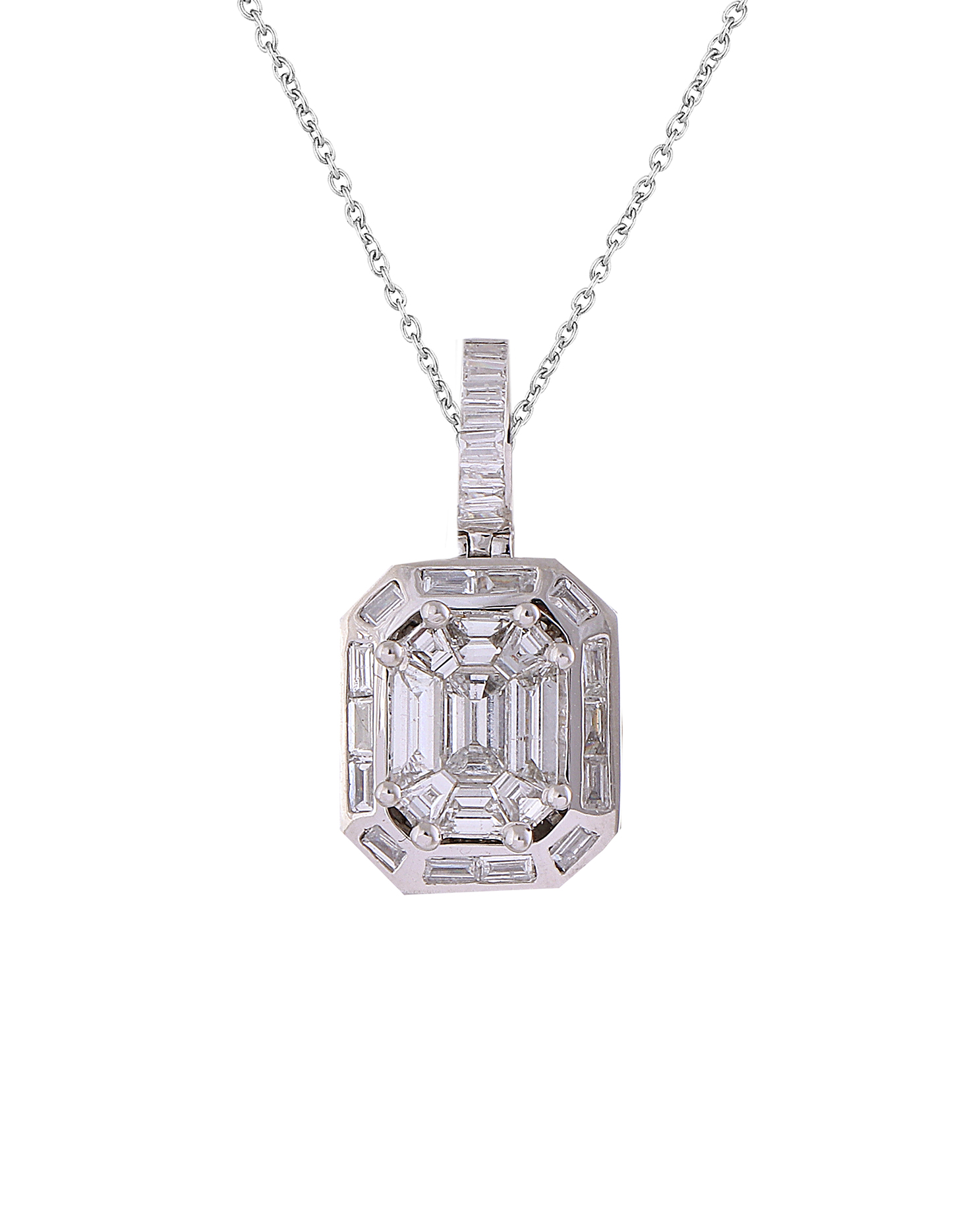 Minimal emerald-cut diamond necklace for everyday wear