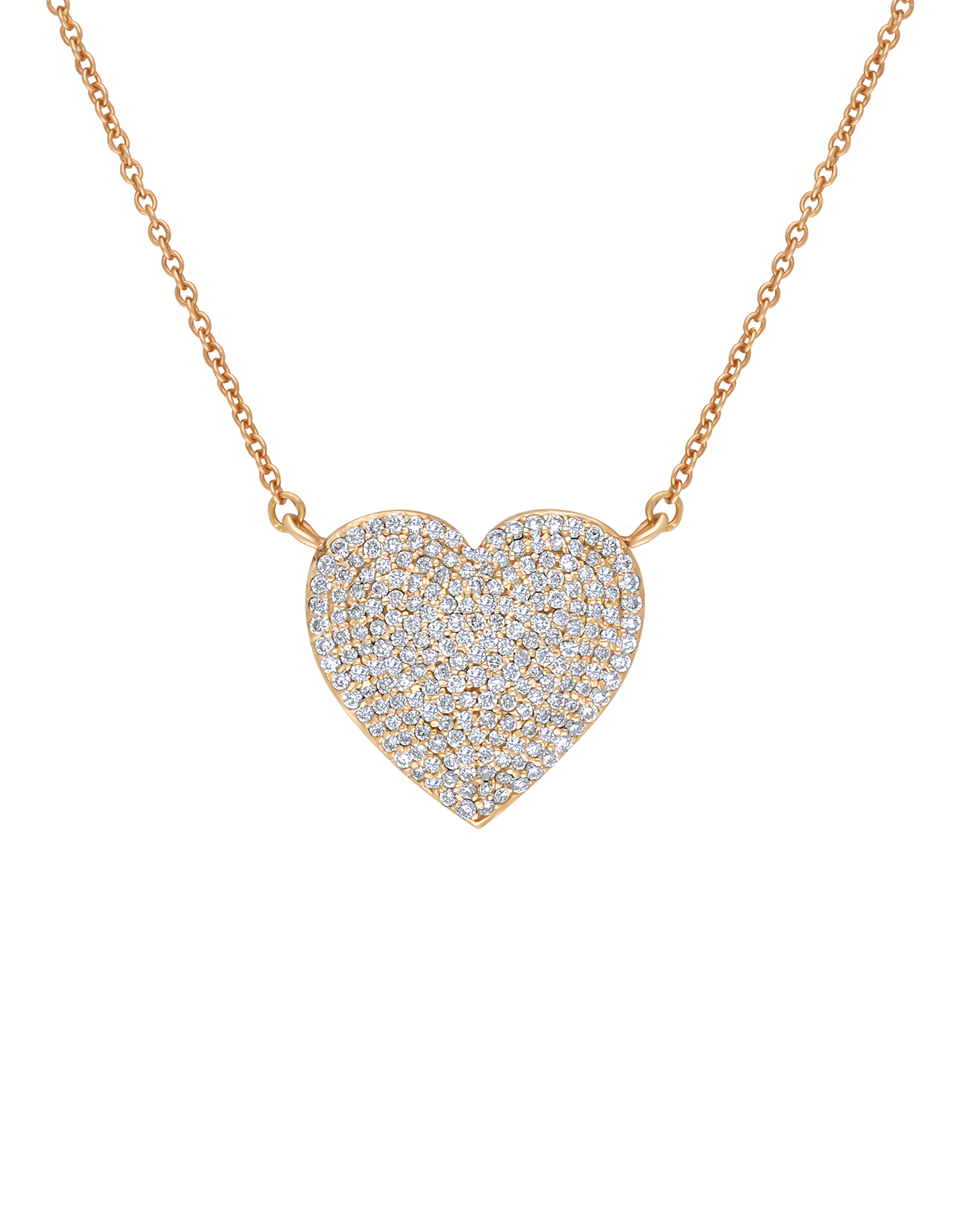 Heart-shaped diamond necklace with a delicate gold chain