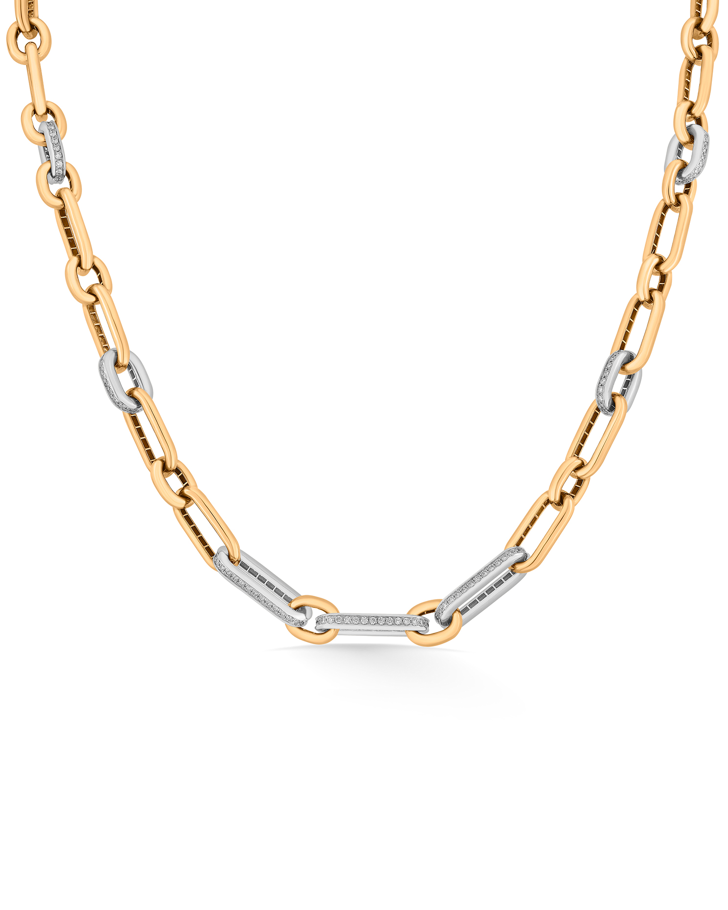 Diamond necklace with a modern two-tone gold chain
