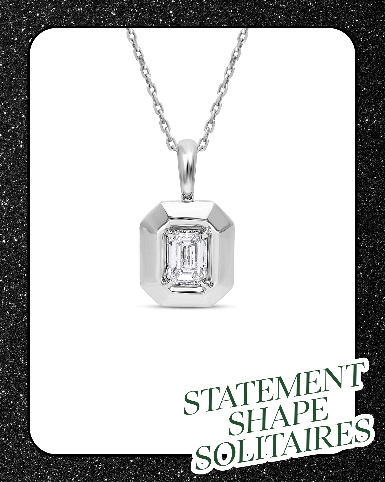 Emerald-cut diamond necklace with statement pendant