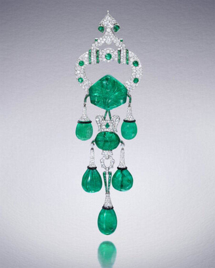 Marjorie Merriweather Post's Cartier Emerald and Diamond Pendant Brooch