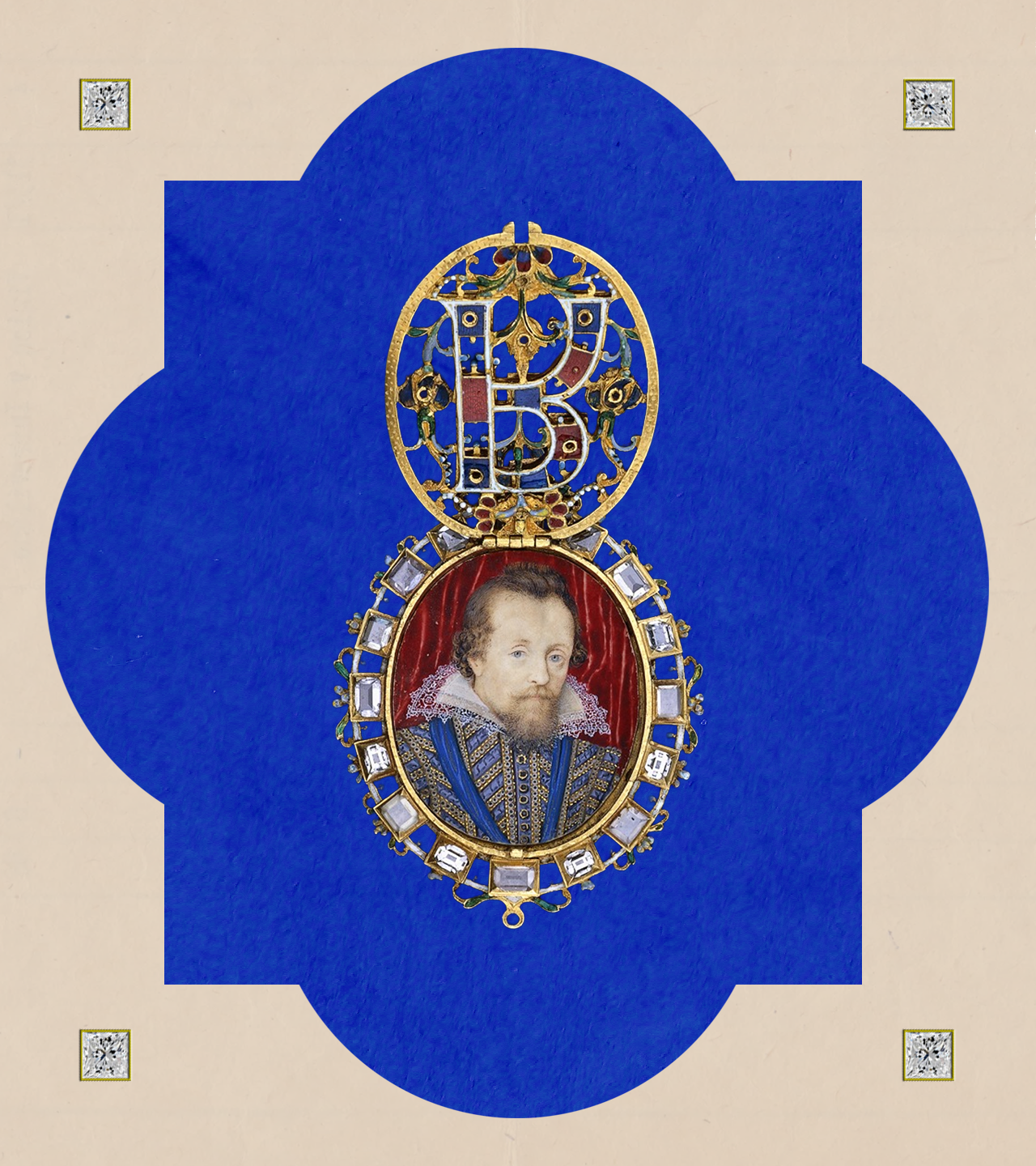 Gold and diamond royal portrait locket symbolizing remembrance.