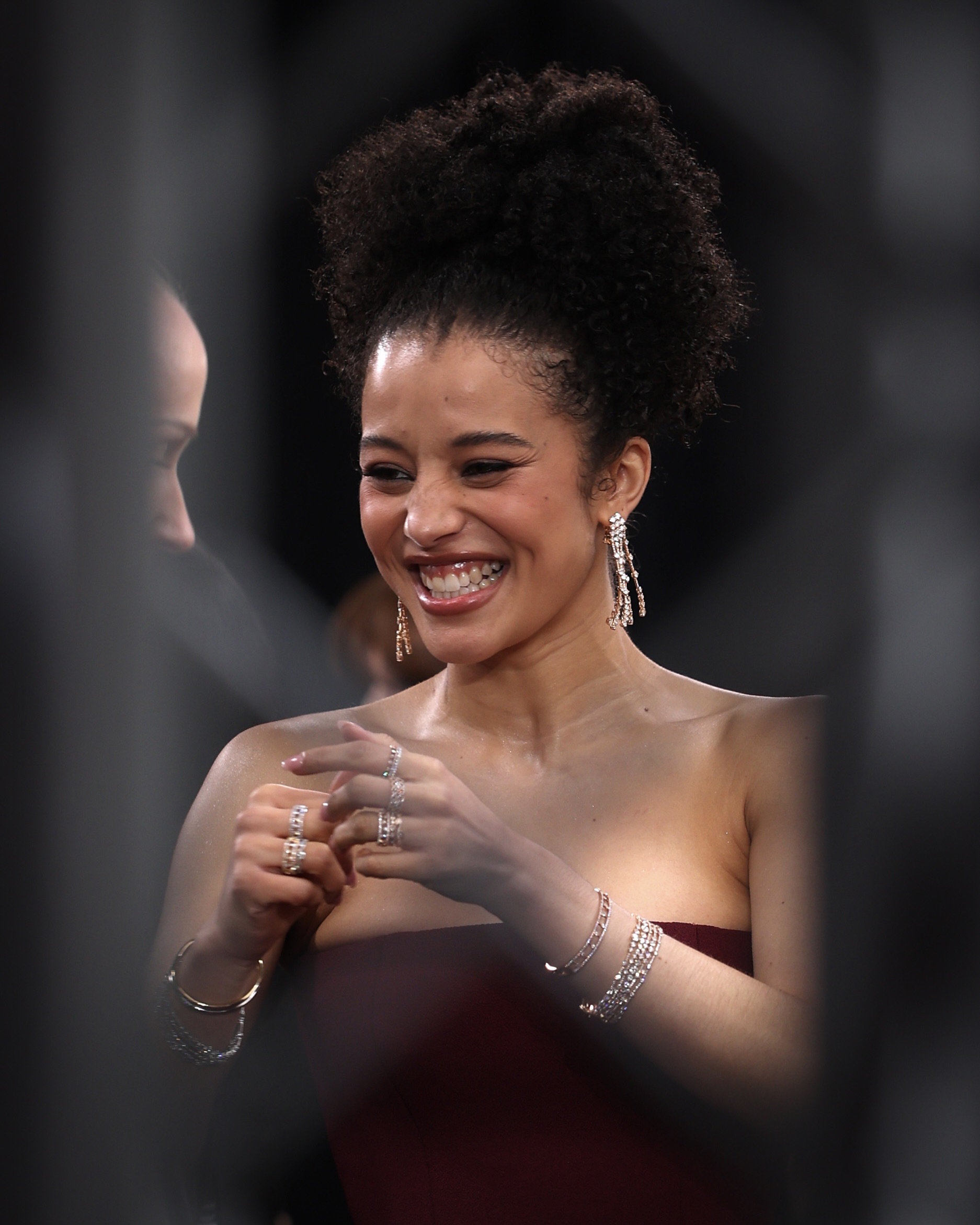 Chase Infiniti attends the BAFTA Awards 2026 in diamond jewelry