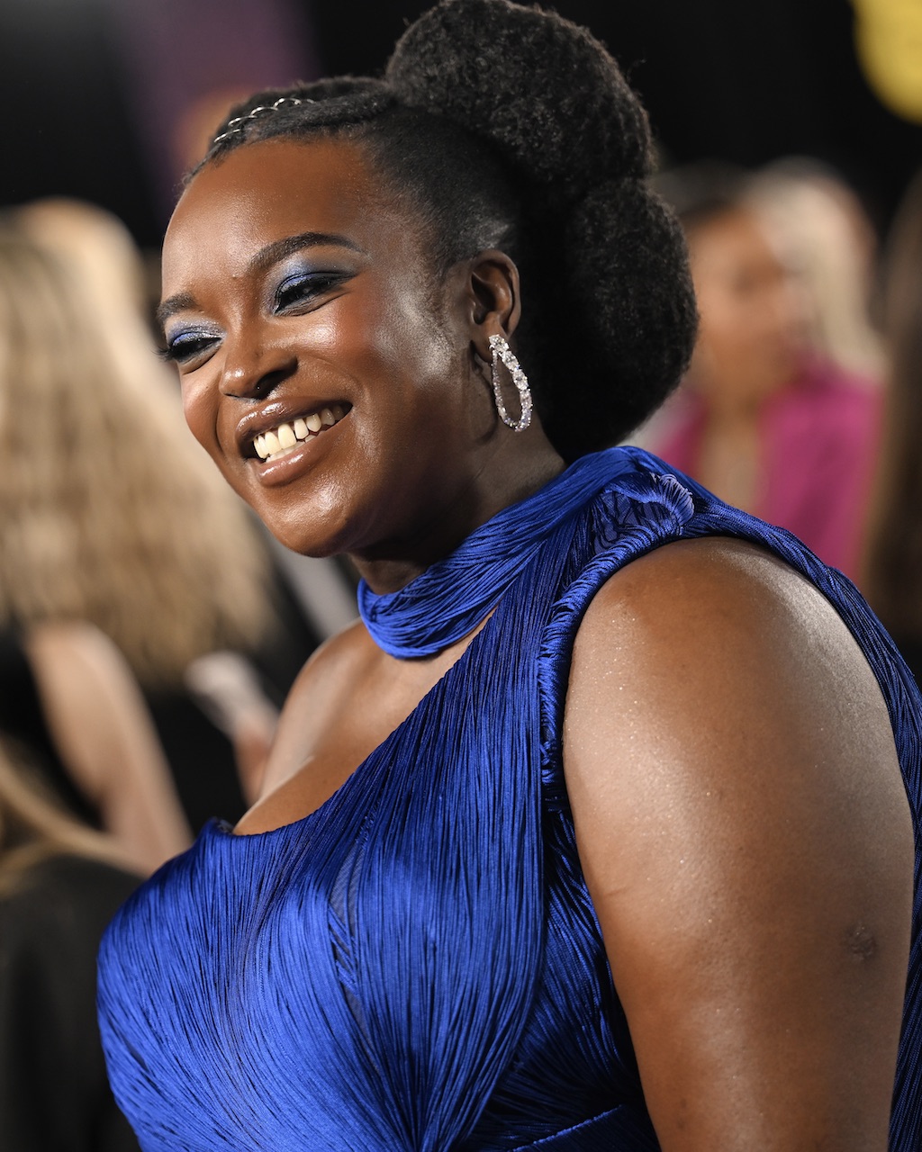 Wunmi Mosaku attends the BAFTA Awards 2026 in diamond jewelry