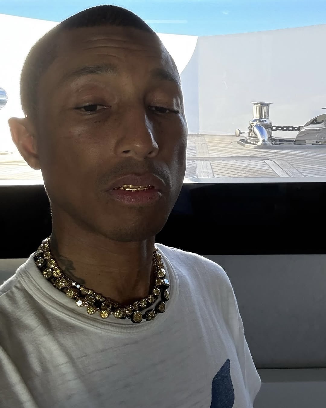 Pharrell Williams in Jacob & Co. Yellow Diamond Necklace (Courtesy of Jacob & Co.)