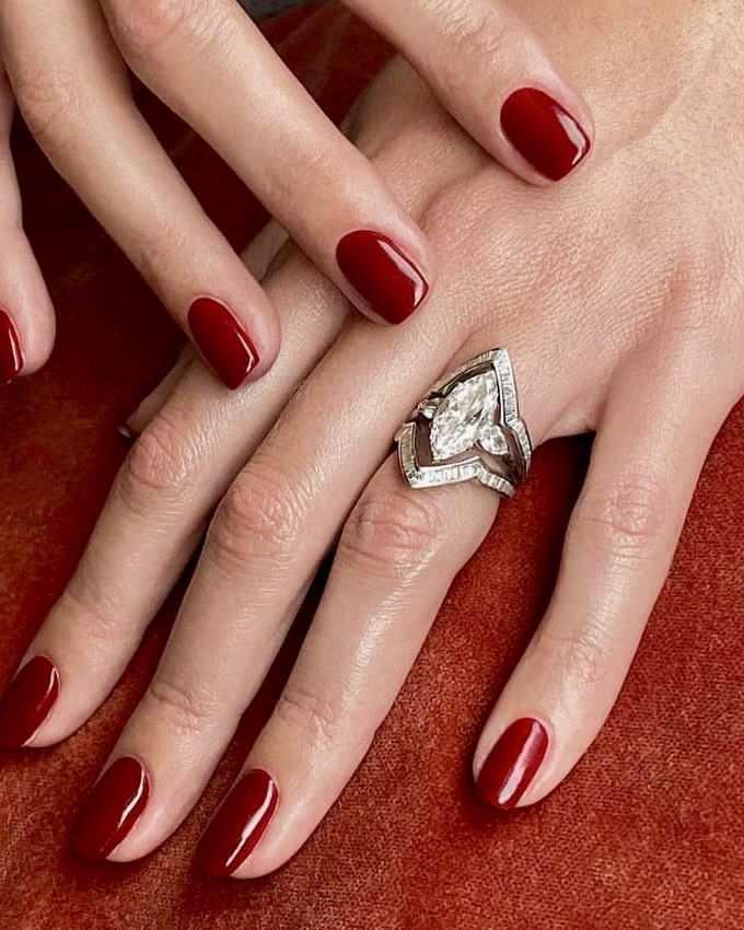 Bespoke Party Ring Jacket as seen with a marquise-cut diamond engagement ring (Courtesy of Stephen Webster)