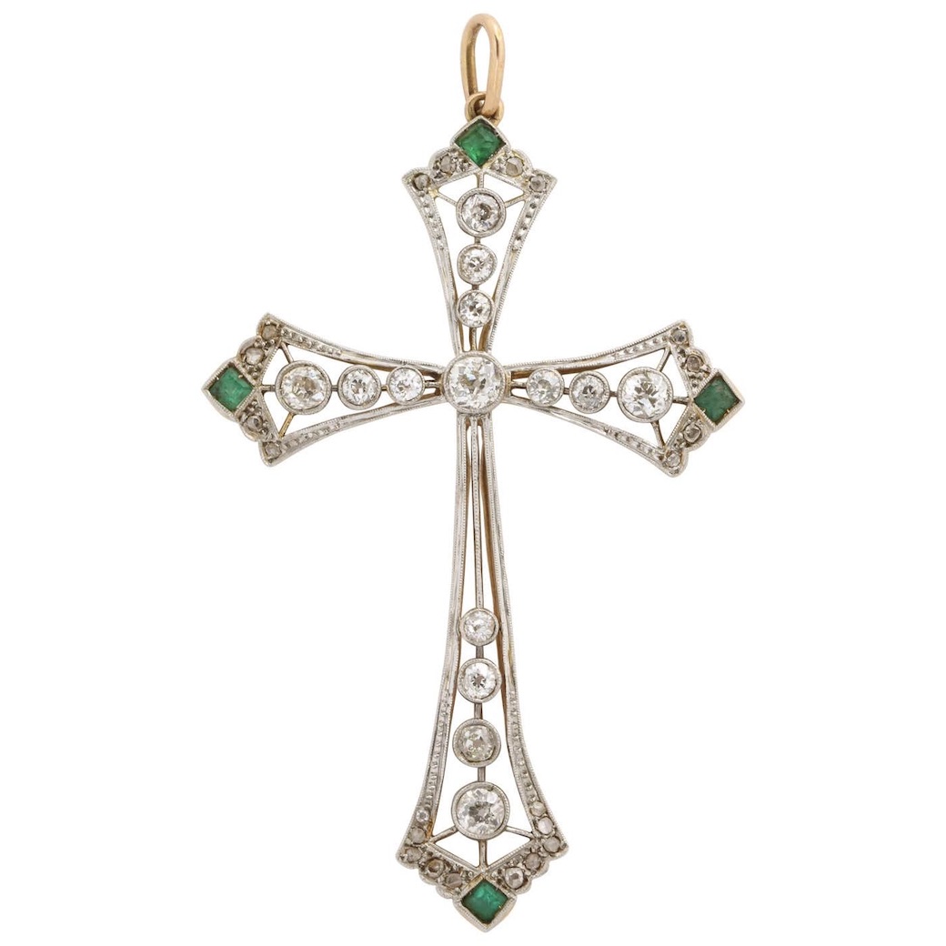Edwardian Diamond Cross Necklace