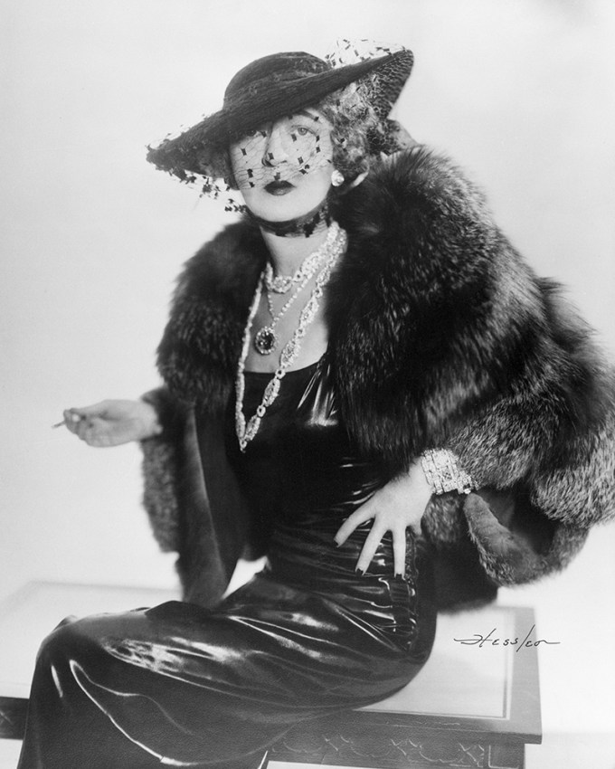 Evalyn Walsh McLean wears the famous Hope diamond, more diamond necklaces, and diamond bracelets