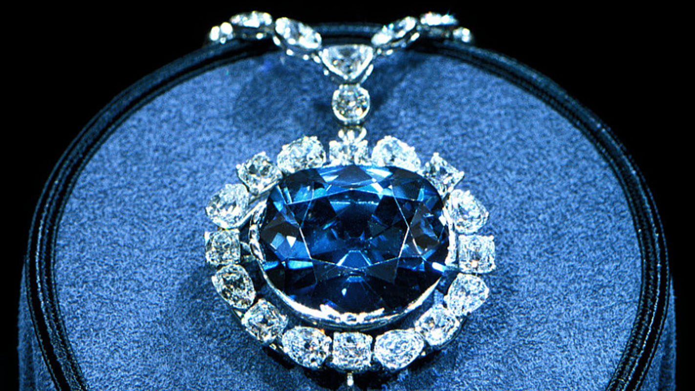 The Hope Diamond on display at the Smithsonian National Museum of Natural History