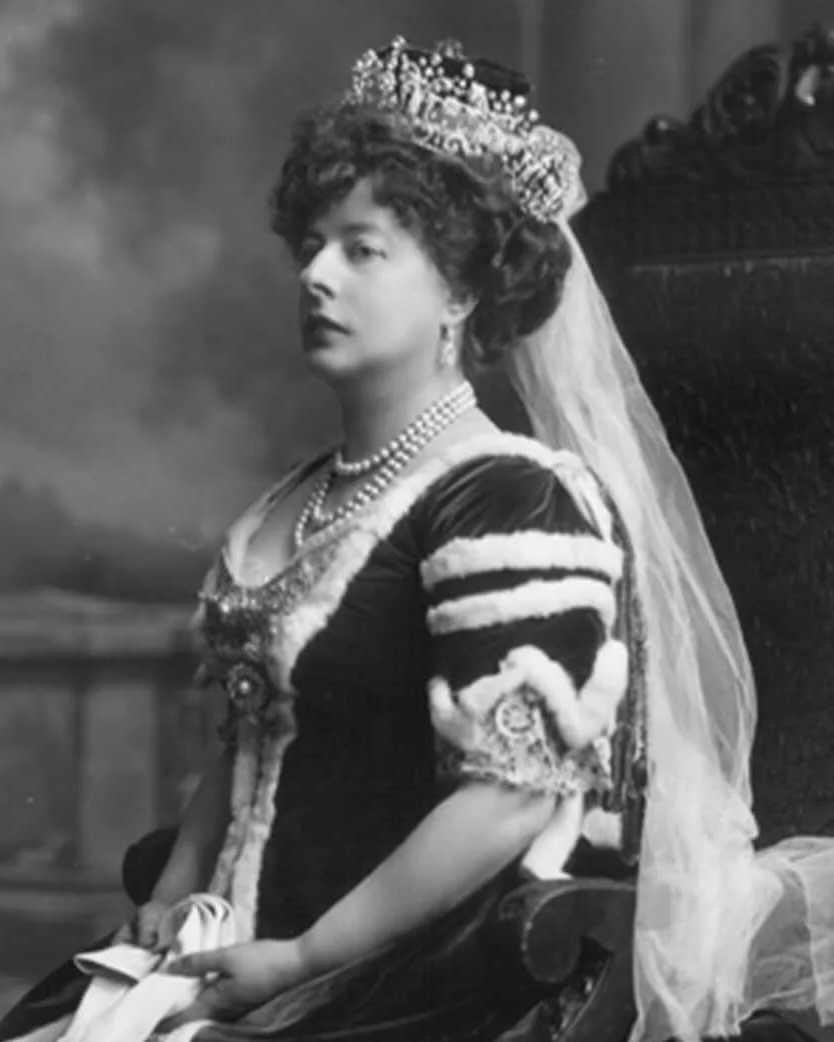 Portrait of Lady Poltimore, Florence Sheridan, wife of Augustus Bampfylde, 2nd Baron Poltimore, circa 1890. She is wearing the Poltimore Tiara made for her by Garrard. (Wikimedia Commons / Public Domain)