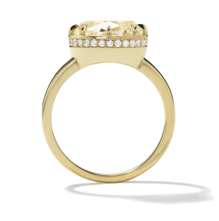 yellow diamond hidden halo engagement ring