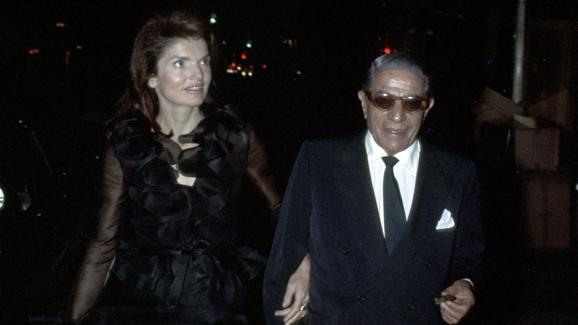 Jackie Onassis and Ari Onassis during Jackie Onassis and Ari Onassis Sighting at La Cote Basque - September 28, 1970 at La Cote Basque in New York City, New York, United States. (Photo by Ron Galella/Ron Galella Collection via Getty Images)