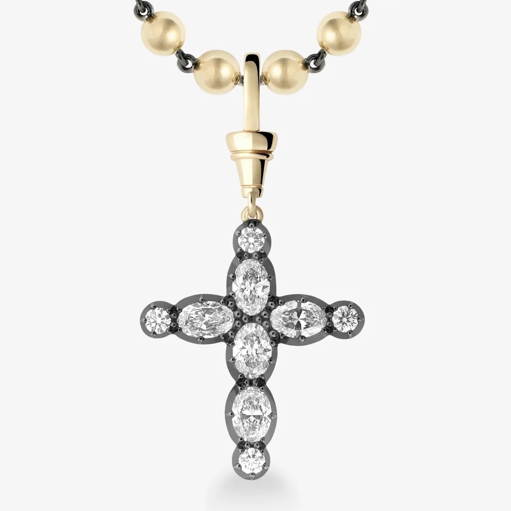 Jessica McCormack Oval Diamond Cross Necklace