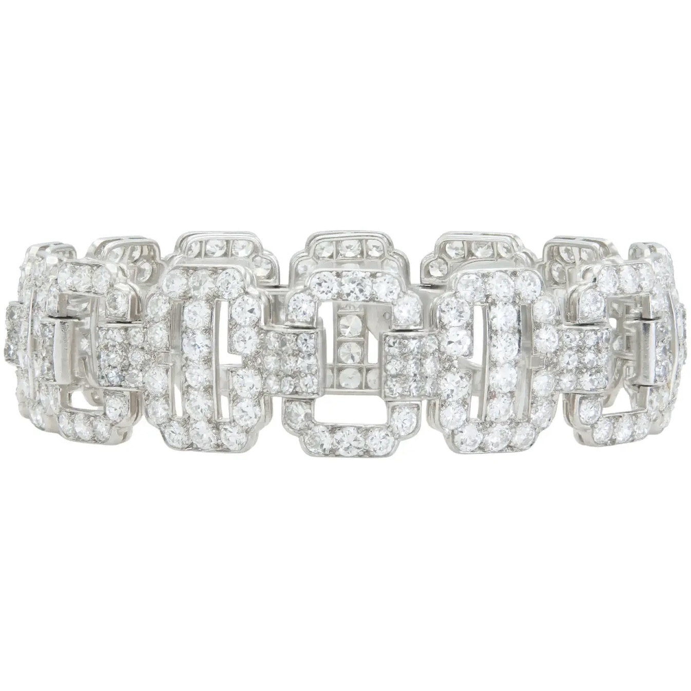 Antique Art Deco 1930s Cartier Diamond Link Bracelet, with Old European cut diamonds and single cut diamonds, $120,750, 1stdibs.com