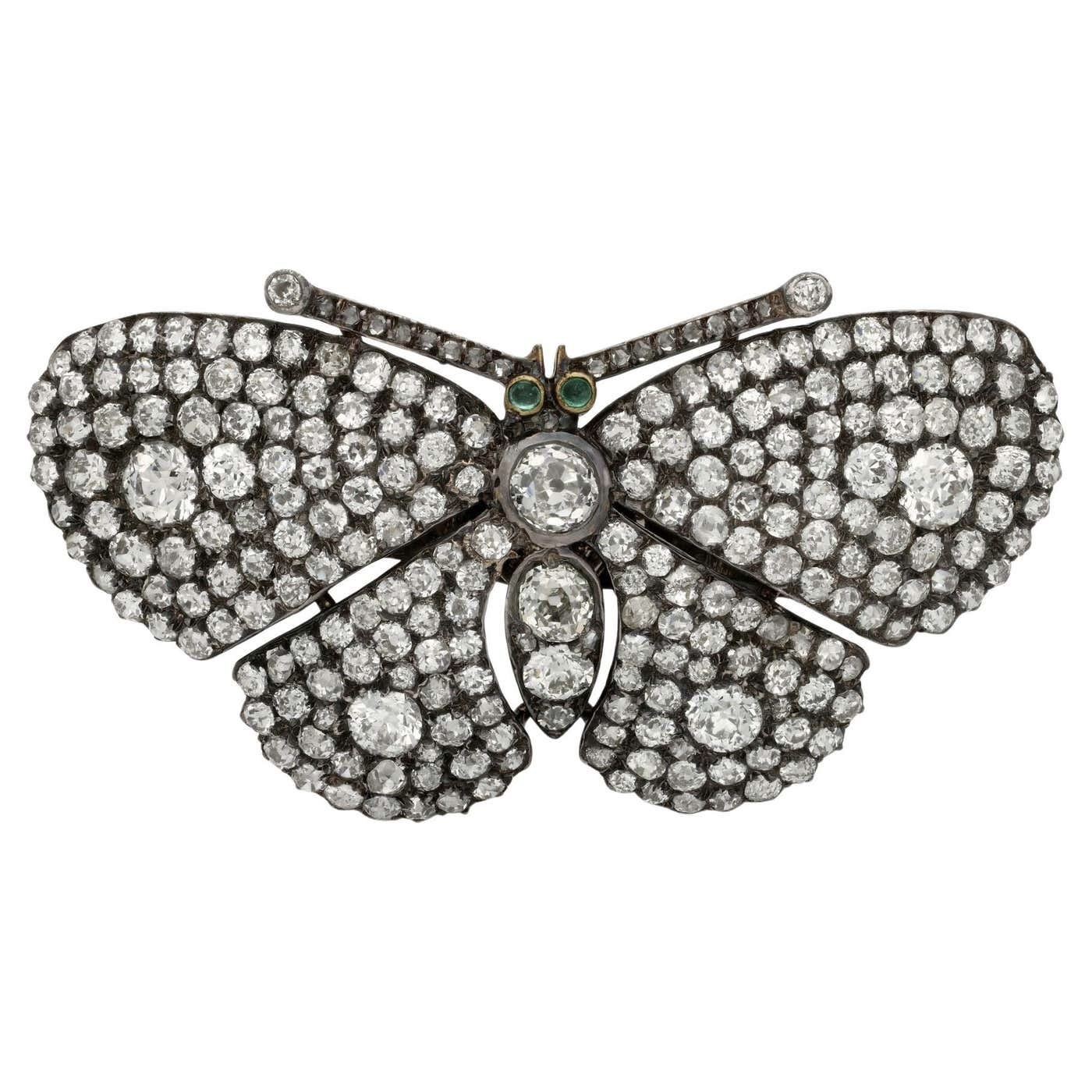Victorian Jewelry Victorian Antique En Tremblant Diamond Butterfly Brooch