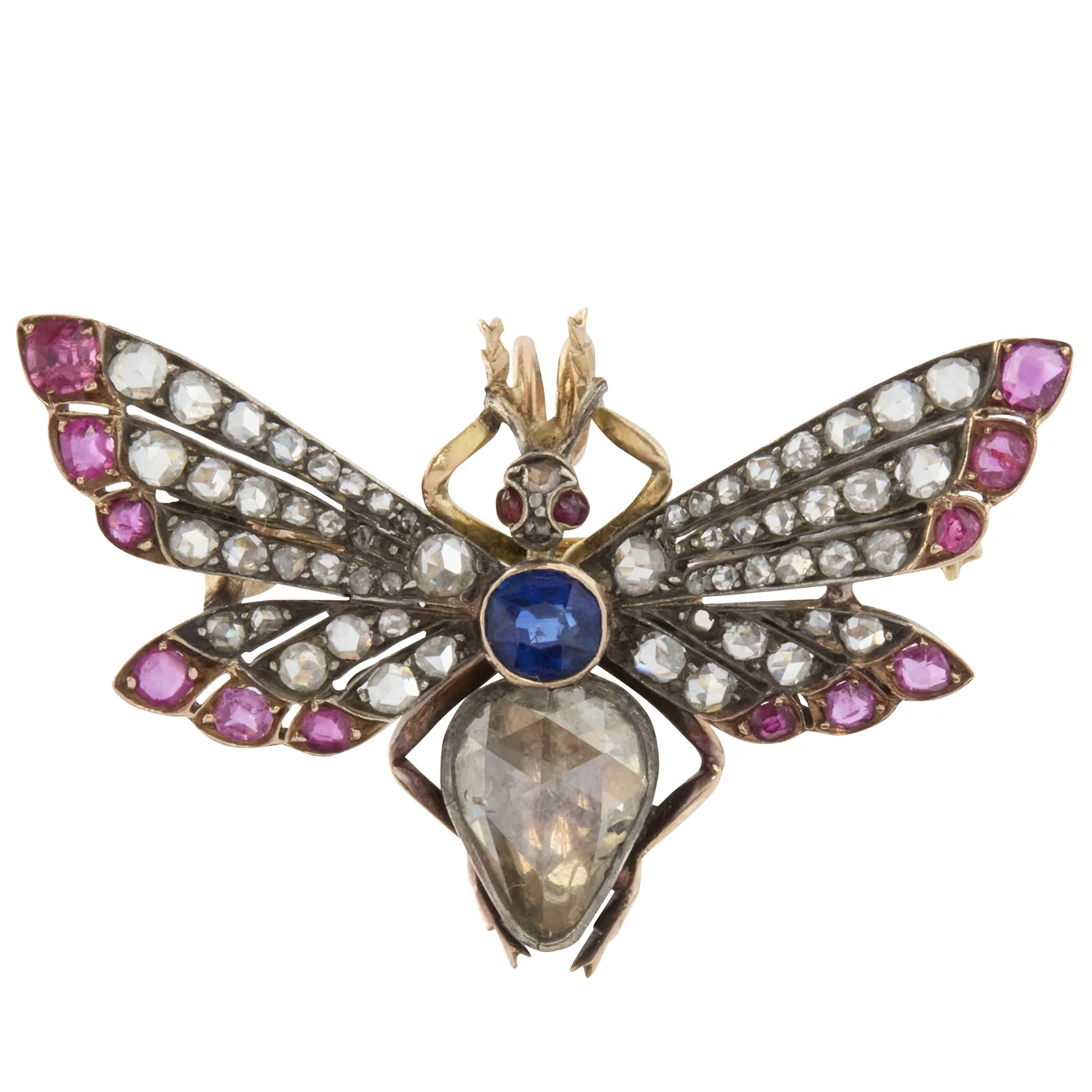 Victorian Jewelry Broken English Antique & Vintage Victorian Rose Cut Diamond Butterfly Pin