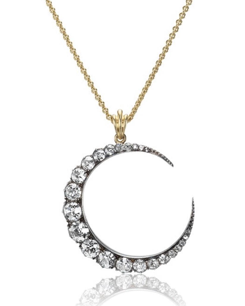 Victorian Jewelry Andria Barbone Antique Victorian Era Diamond Crescent Pendant