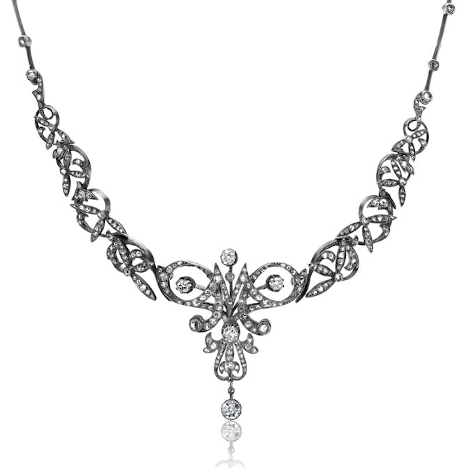 Victorian Jewelry Andria Barbone "Marseille" Authentic Victorian Era Antique Old Cut Diamond Necklace