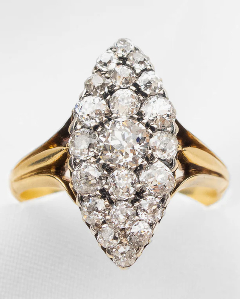  Victorian Diamond Navette Ring