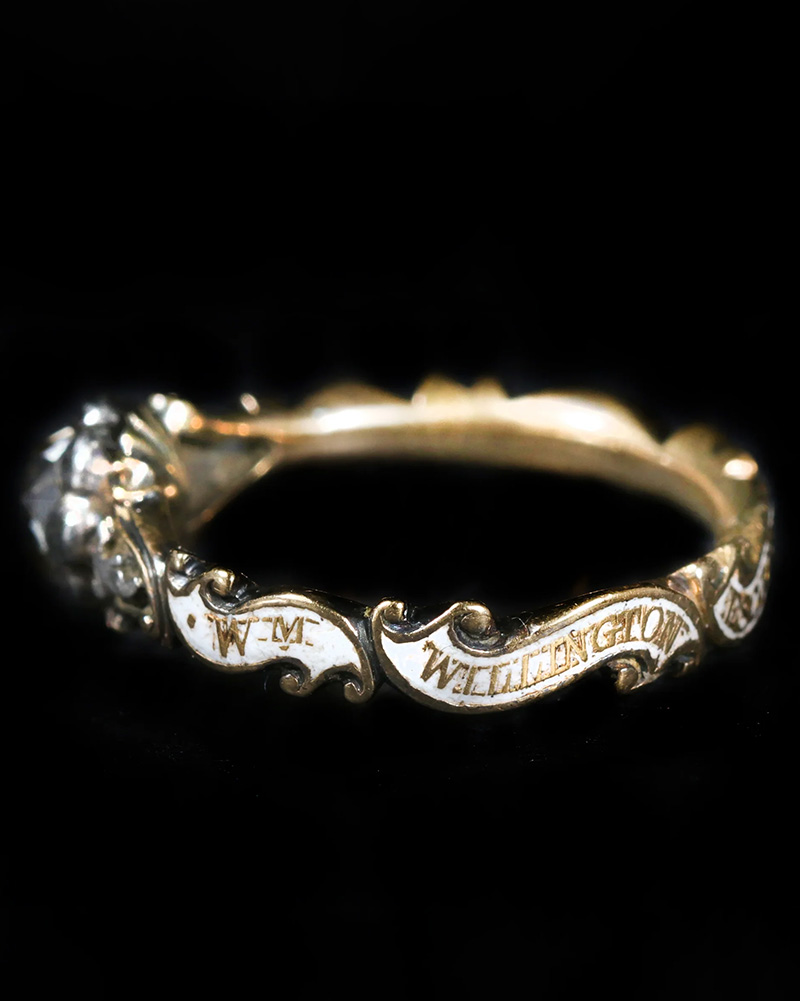 Georgian Rose Cut Diamond and Enamel Mourning Jewelry, Circa 1752