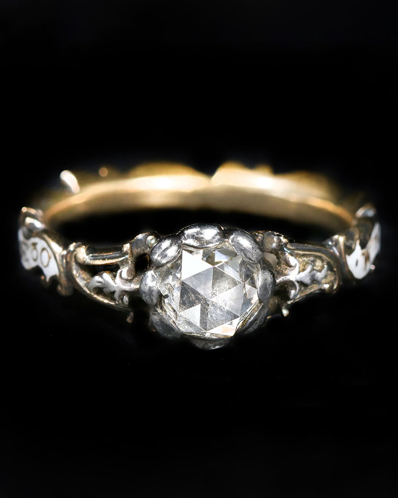 Georgian Rose Cut Diamond and Enamel Mourning Jewelry, Circa 1752