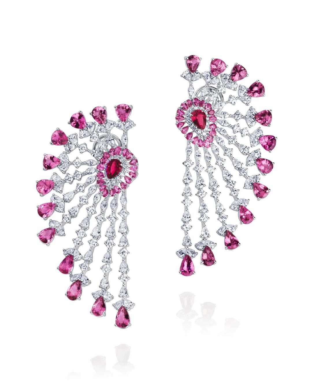 Paris Fashion Week: Akano Akupe 18K gold earrings with diamonds and Mehenge spinels.