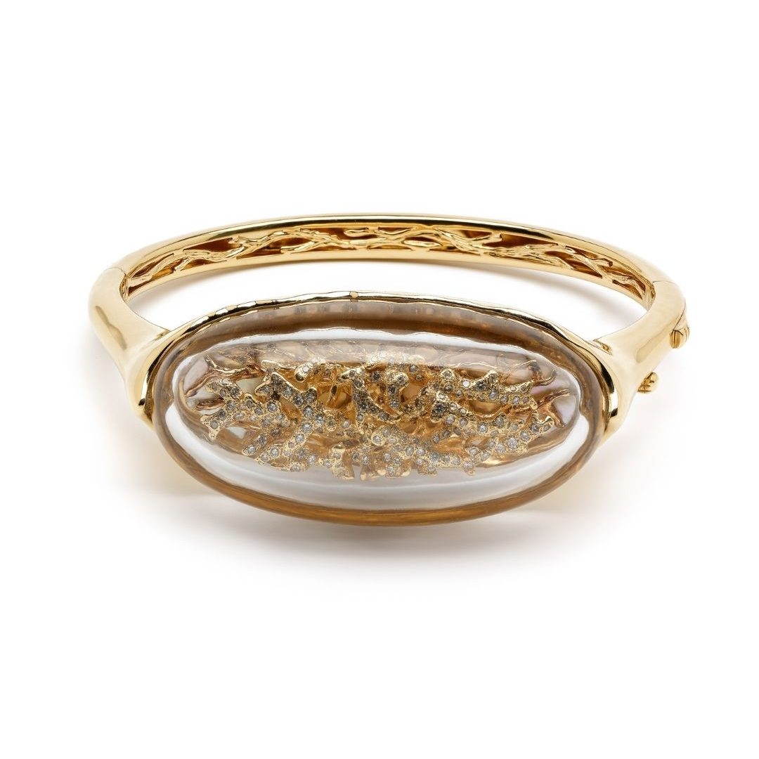 Paris Fashion Week:  Bibi van der Velden 18K recycled gold Terrarium bangle with diamond and mother-of-pearl set under rock crystal. (Courtesy of Bibi van der Velden)