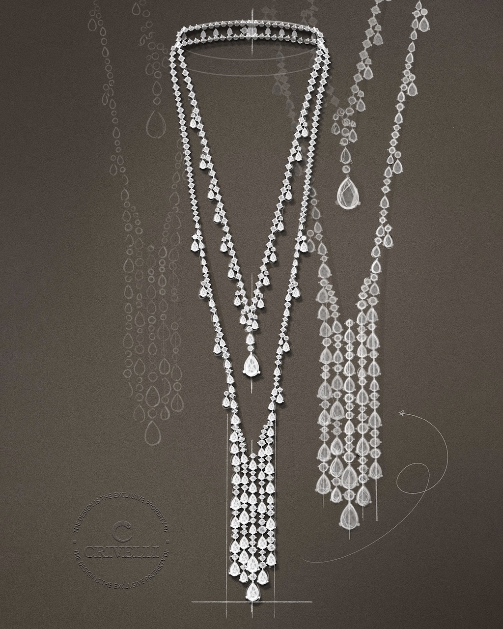 Ceretti Venus Meridian diamond sautoir (Instagram: @crivelliofficial)