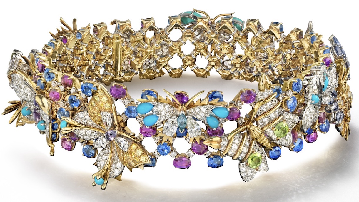 Tiffany & Co. by Jean Schlumberger Butterflies Bracelet, c. 1956–1965, Platinum, 18 karat gold, diamonds, sapphires, and colored gemstones. 