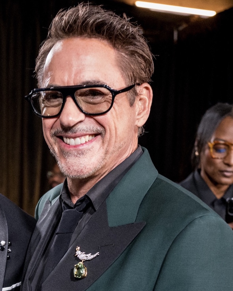 Robert Downey Jr. Wore Tiffany & Co. Jewelry to the Oscars 2026 Diamond Bird on a Rock Brooch