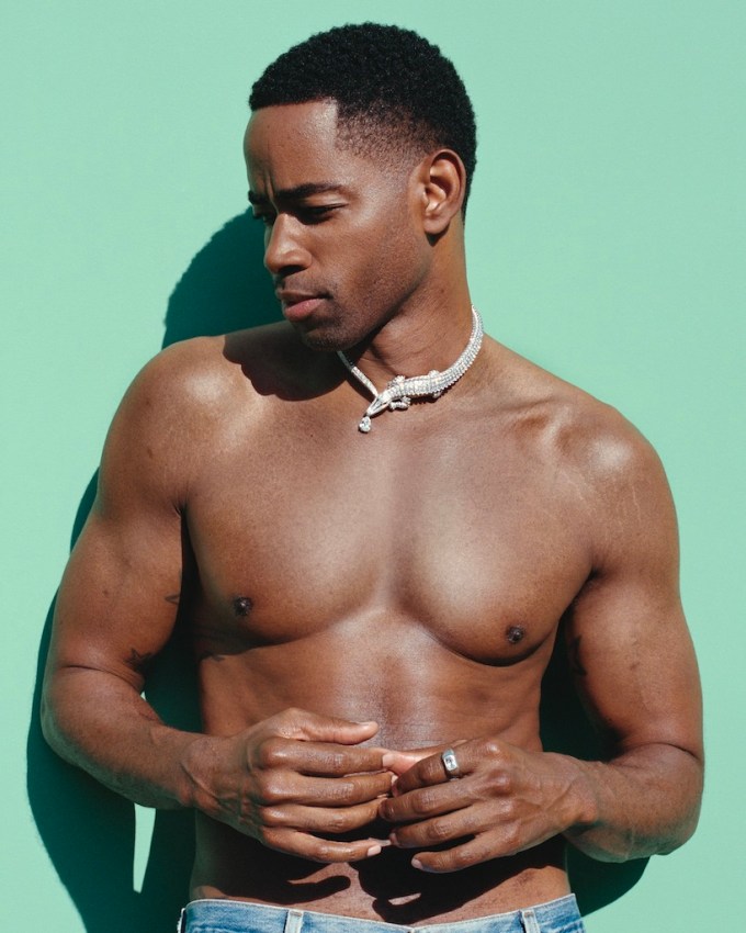 Jay Ellis Wears a Cartier Crocodile Necklace Photographed by Daniel Jack Lyons for Only Natural Diamonds